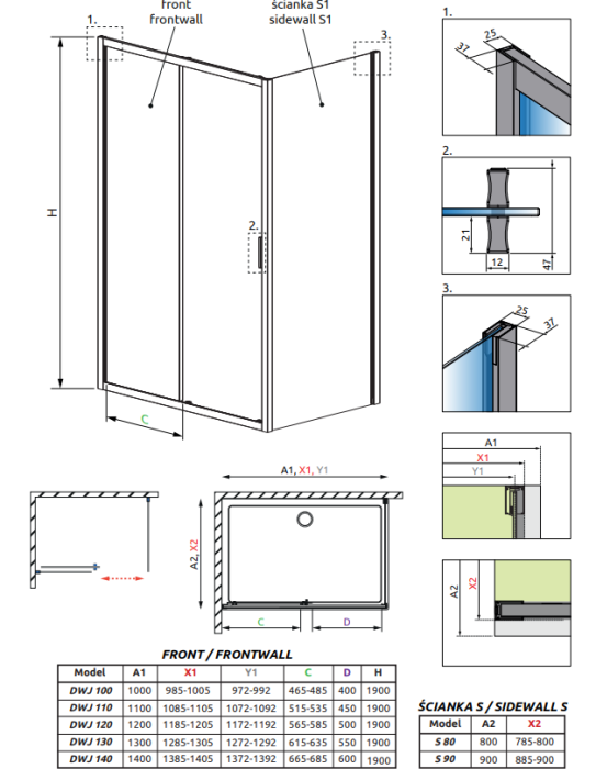 Radaway душевая кабина black dwj+s, 130х90, ALIENTA - 10260130-54-01, 10270090-54-01