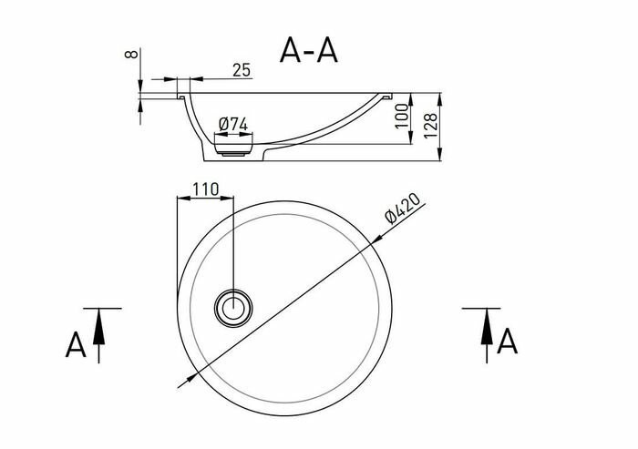 Salini раковина 42x42, marea, 1802208mrf цвет: матовый белый