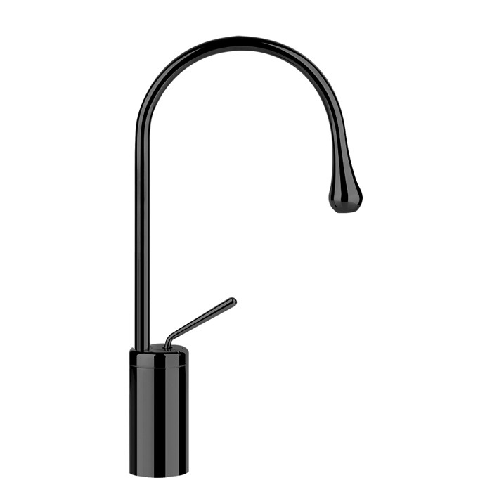 Gessi Смеситель для раковины на 1 отверстие, высокий, излив 174мм R=90, Goccia, 33604#299 цвет: черный