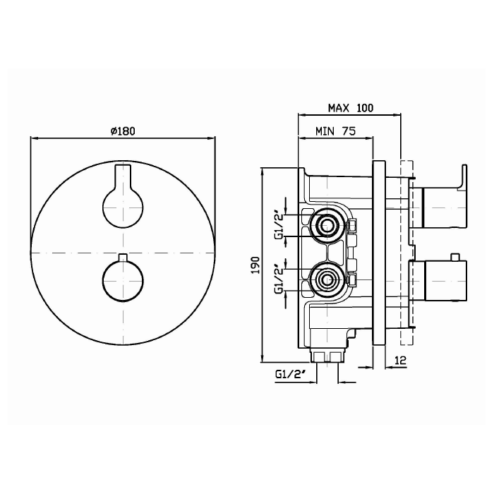 Zucchetti встроенный однорычажный смеситель для душа, с запорным клапаном для системы zeta, on, хром арт. zon800 r97800