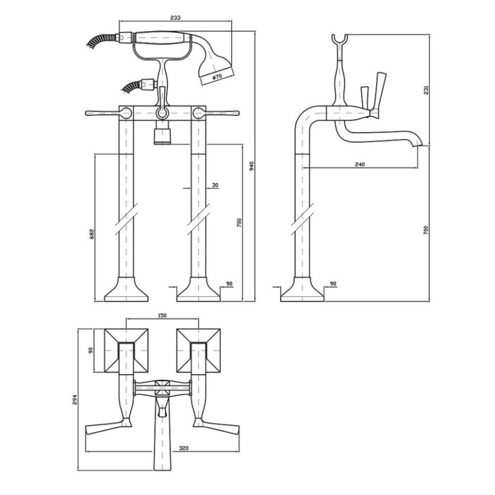 Zucchetti смеситель для ванны на 2 отверстия, bellagio, хром арт. r99657