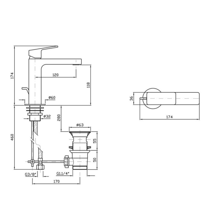 Zucchetti однорычажный смеситель для раковины на 1 отверстие с донным клапаном, jingle, хром арт. zin690