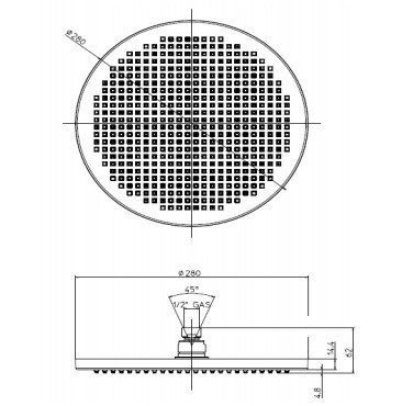 Bossini верхний душ 280 мм, с потолочным кронштейном 300 мм, apice, хром арт. h31430g.030