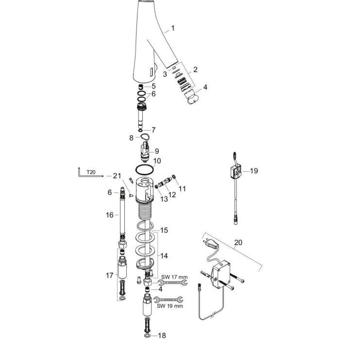 AXOR электронный смеситель для раковины без регулировки температуры, Starck Organic, сталь арт. 12174800