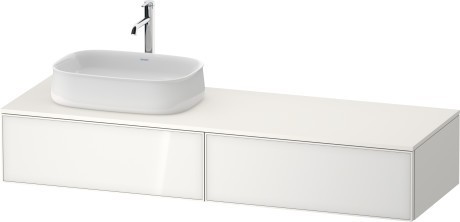 Duravit тумба подвесная с одним вырезом под раковину слева 550 мм х 1600 мм х 281 мм, zencha, ze4814l64840000 цвет: белое стекло/белый суперматовый