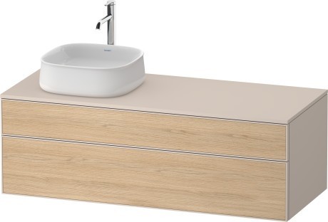 Duravit тумба подвесная с вырезом под раковину слева 550 мм х 1300 мм х 442 мм, zencha, ze4822l30830000 цвет: натуральный дуб/серо-коричневый суперматовый