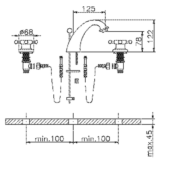 Cisal смеситель для раковины, vt0010102a huber victorian, цвет: satin brushed nickel