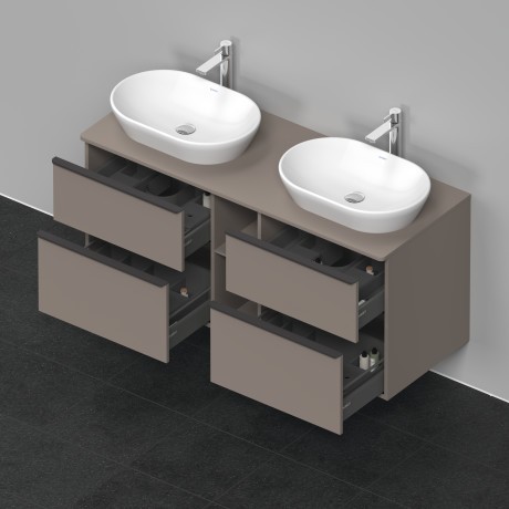 Duravit тумба подвесная под две раковины de49704343 1400 мм х 550 мм, d-neo, de4970b4343 цвет: базальт матовый