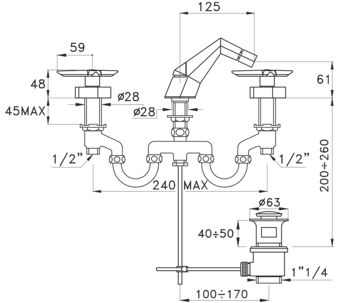 Stella смеситель для биде, хром арт. st00201cr00