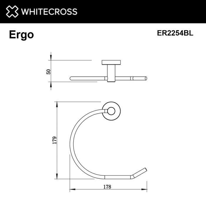 Полотенцедержатель кольцо, Whitecross Ergo black, черный мат арт. ER2254BL