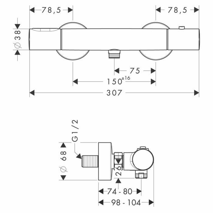 AXOR термостат для душа, Citterio M, хром арт. 34635000