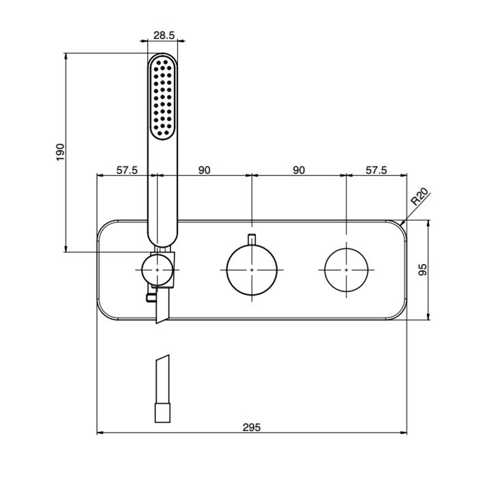 Fima Carlo Frattini смеситель для душа, встраиваемый, на 2 источника, с ручным душем, nomos go, хром арт. f4179wx2cr