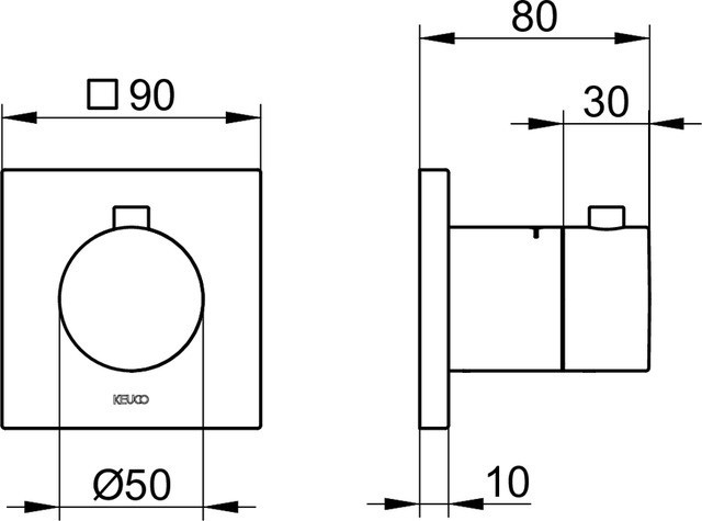 Keuco встриваемый смеситель с термостатом с квадратной розеткой, ixmo, черный матовый арт. 59553 370002