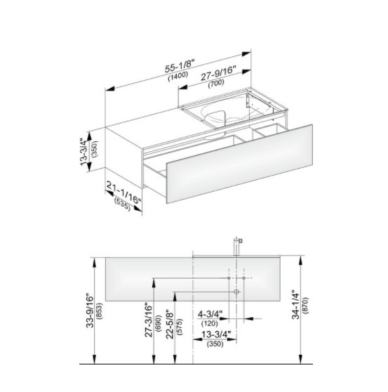 Keuco тумба подвесная под раковину справа с одним выдвижным фронтом, edition 11, черный арт. 31166 330000