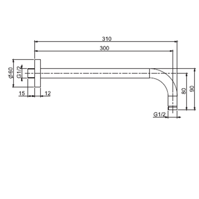 Fima Carlo Frattini держатель верхнего душа 300 мм., для монтажа на стену wellness, золото арт. f2138or.30