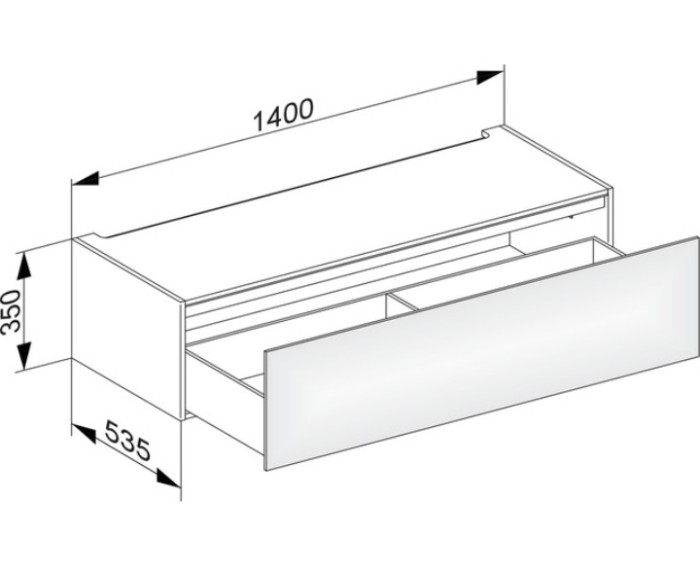 Keuco модуль нижнего шкафа для встройки снизу, с одним выдвижным ящиком, с внутренней светодиодной подсветкой, edition 11, табачный дуб арт. 31313 850100