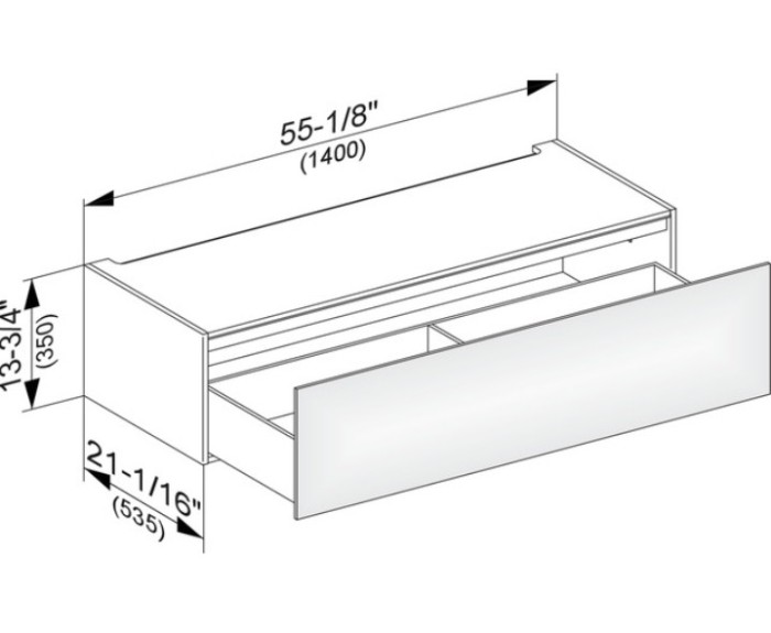Keuco модуль нижнего шкафа для встройки снизу, с одним выдвижным ящиком, с внутренней светодиодной подсветкой, edition 11, табачный дуб арт. 31313 850100