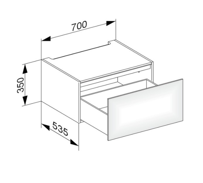 Keuco модуль нижнего шкафа для встройки снизу, с одним выдвижным ящиком, с внутренней светодиодной подсветкой, edition 11, белый арт. 31311 210100