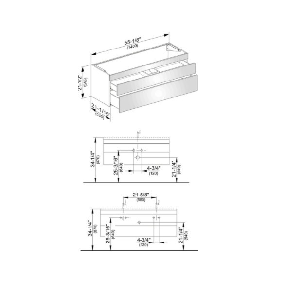 Keuco тумба подвесная под раковину с двумя выдвижными ящиками, edition 400, белый арт. 31561 380000