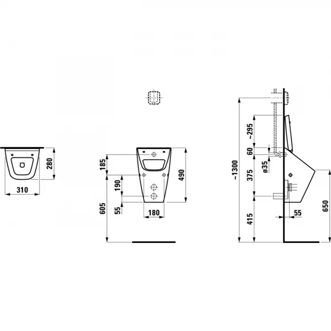 LAUFEN писсуар под внутренний налив, VILLA - 8.4114.1.000.000.1