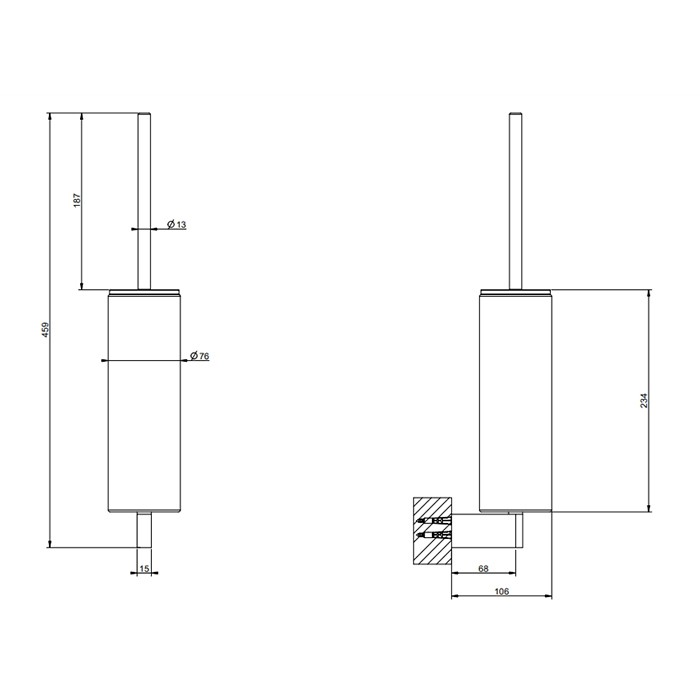 Gessi Туалетный ершик, подвесной, Origini, 66420#707 цвет: черный/black metal brushed pvd