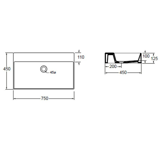 Azzurra Раковина 45x75 Elegance, ELLP075450Q0BI/(EQA75 bi)*0 цвет: белый