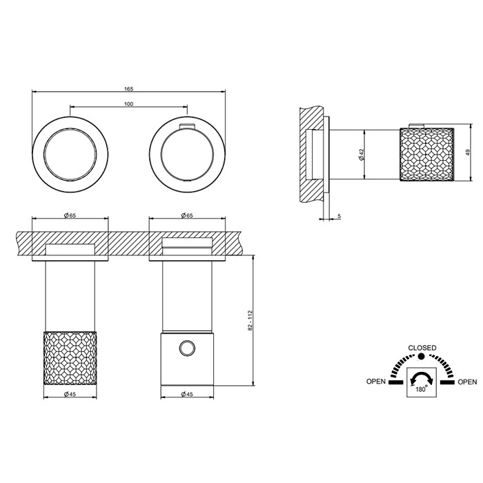 Gessi Смеситель для душа, встраиваемый, термостатический, с перелючателем на 2 положения, Habito Intreccio, 70134#706 цвет: black metal pvd