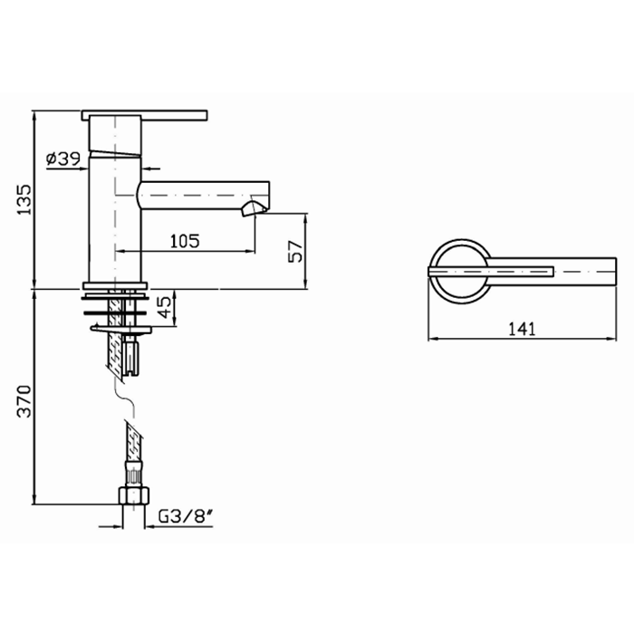 Zucchetti однорычажный смеситель для раковины на 1 отверстие без донного клапана, zxs, хром арт. zxs684