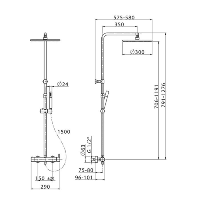 Cisal душевая система - комплект со смесителем sm00403021 slim cisal, цвет: хром