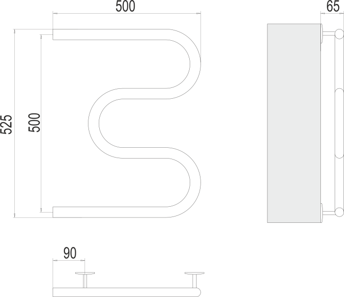 Terminus электрический полотенцесушитель электро 25 м-обр 500х500, электрика эконом арт. 4620768883910