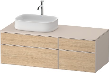 Duravit тумба подвесная с вырезом под раковину слева 550 мм х 1300 мм х 442 мм, zencha, ze4826030830000 цвет: натуральный дуб/серо-коричневый суперматовый