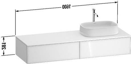 Duravit тумба подвесная с одним вырезом под раковину справа 550 мм х 1600 мм х 281 мм, zencha, ze4814r64840000 цвет: белое стекло/белый суперматовый