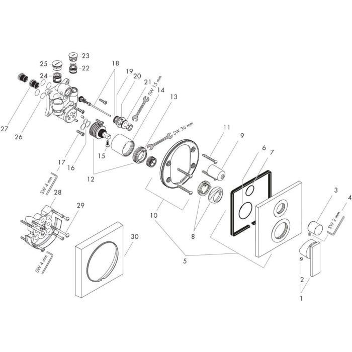 AXOR смеситель для ванны, скрытого монтажа, Citterio, шлифованное красное золото арт. 39457310