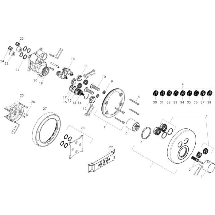 AXOR термостат для душа, ShowerSelect, шлифованная медь арт. 36723950