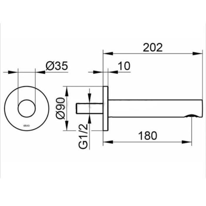 Keuco излив для ванны 202 мм круглое основание, ixmo, хром арт. 59545 010101