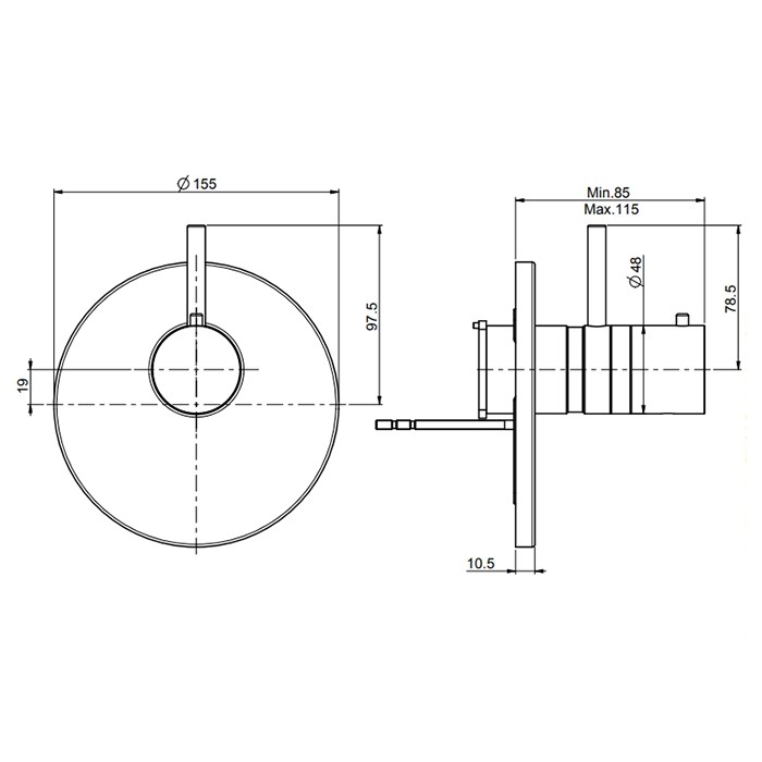 Fima Carlo Frattini смеситель для душа, встраиваемый, термостатический, fimatherm, черный арт. f4039x1ns