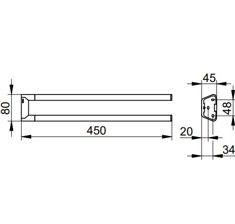 Keuco полотенцедержатель двойной неповоротный collection reva 450 мм, сollection reva, черный матовый арт. 12818 370000