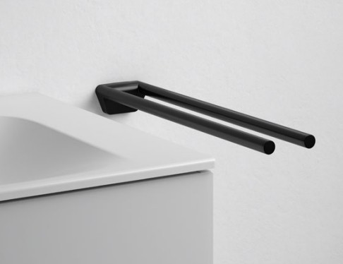 Keuco полотенцедержатель двойной неповоротный collection reva 450 мм, сollection reva, черный матовый арт. 12818 370000