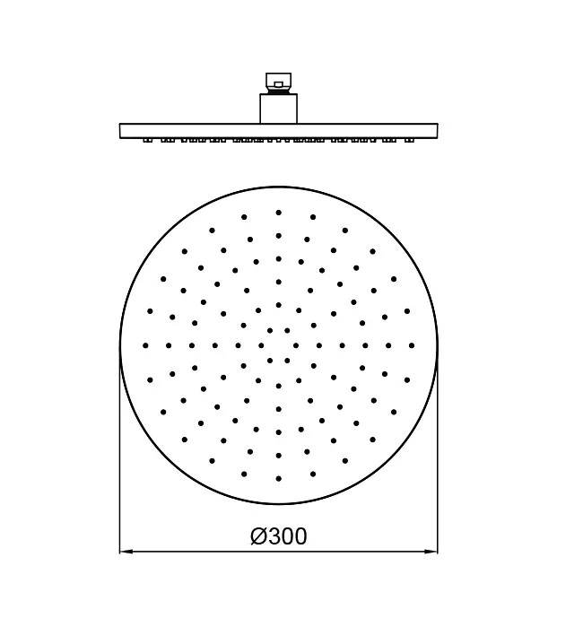Верхняя душевая лейка D300 мм без держателя, Almar Square, оружейный металл арт. E044040.GM