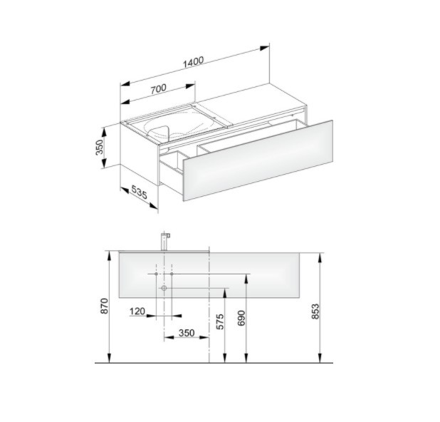 Keuco тумба подвесная под раковину слева с одним выдвижным фронтом, с внутренней светодиодной подсветкой, edition 11, табачный дуб арт. 31165 850100