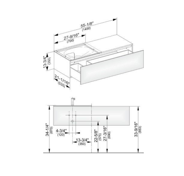 Keuco тумба подвесная под раковину слева с одним выдвижным фронтом, с внутренней светодиодной подсветкой, edition 11, табачный дуб арт. 31165 850100