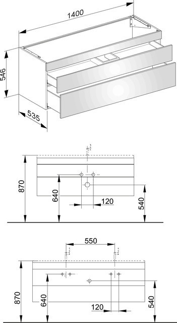 Keuco тумба подвесная под раковину с двумя выдвижными фронтами, edition 400, грецкий орех арт. 31561 680000