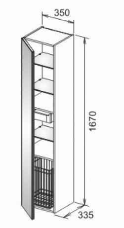 Keuco высокий шкаф-пенал, royal reflex, трюфель арт. 34031 140001