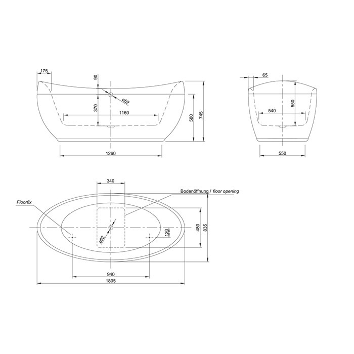 Knief ванна 180х83.5х74.5см., отдельностоящая, с экраном, Venice, 0100-083-06 0100-091-06 цвет: белый