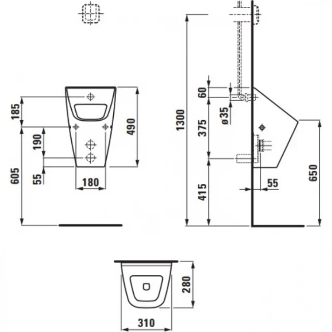 LAUFEN писсуар 31х28 см, VILLA - 8.4114.2.000.000.1