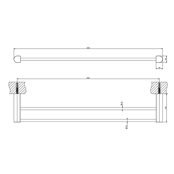 Gessi Полотенцедержатель двойной, 60 см, подвесной, Rilievo, 59405#299 цвет: nero xl