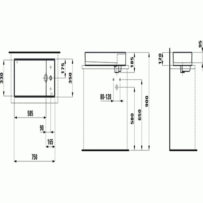 LAUFEN раковина-чаша 75x35, KARTELL - 8.1233.2.000.112.1