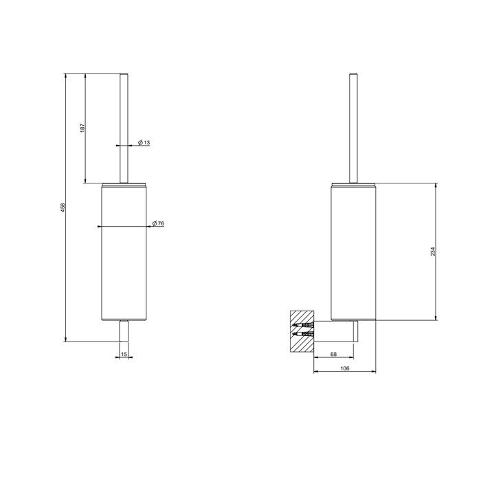 Gessi Туалетный ёршик, подвесной, Origini, 66419#707 цвет: белый/black metal brushed pvd
