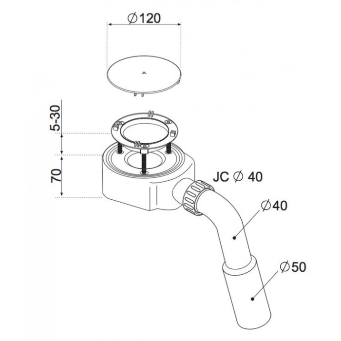 Radaway сифон для поддонов d90 № r500 90мм цвет: хром, - R500