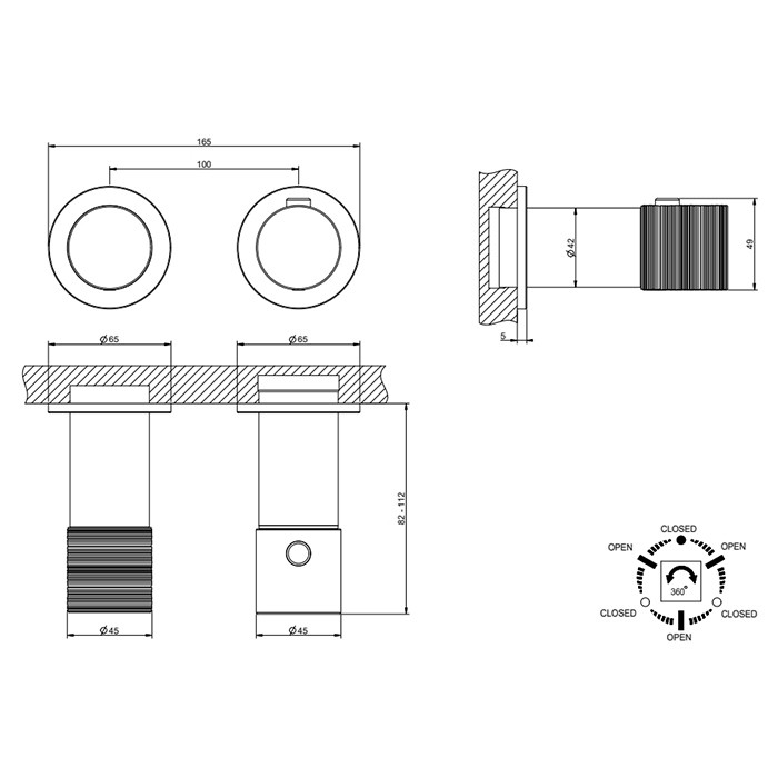 Gessi Смеситель для душа, встраиваемый, термостатический, с переключателем на 3 положения, Habito Trame, 70336#706 цвет: black metal pvd